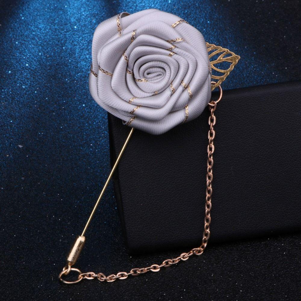 Personality Colorful Brooch Leaf Lapel Decoration Rose Collar Needle Men Corsage Cloth Floral Badge