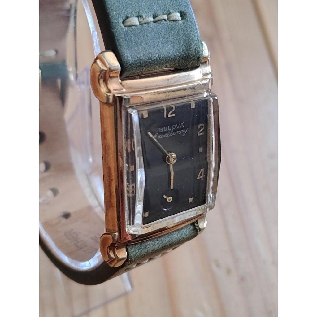 Used Final Price Drop! BULOVA Excellency Antique Manual Wind Watch Black Dial Rockabilly
