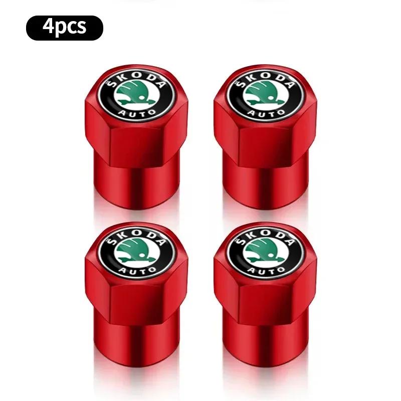 NADH5 4PCS Fashion Car Wheel Air Valve Dust Covers Accessories  For Skoda Fabia Octavia Karoq Kodiaq Kamiq Superb Rapid Scale