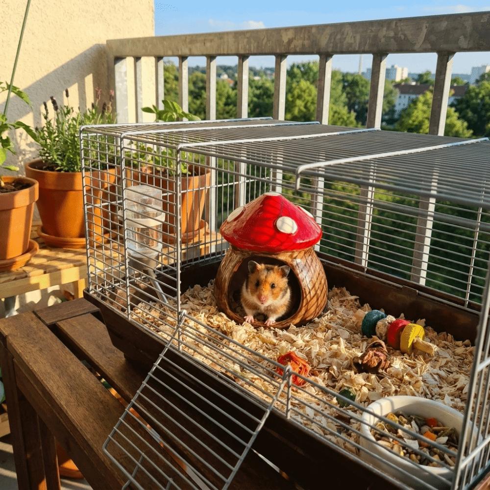 Mushroom Shaped Ceramic Hamster Hideout Chew-Proof Pet Sleeping Nest for Turtle Hedgehog