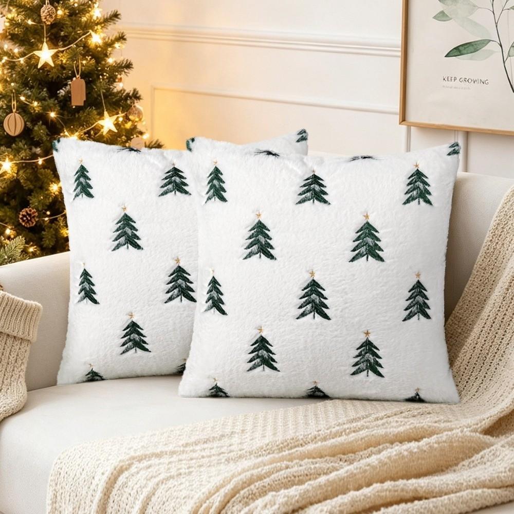 Xmas Tree Holiday Pillowcase Soft Fluffy Throw Pillow Cover Plush Cushion Cover  Party Decoration