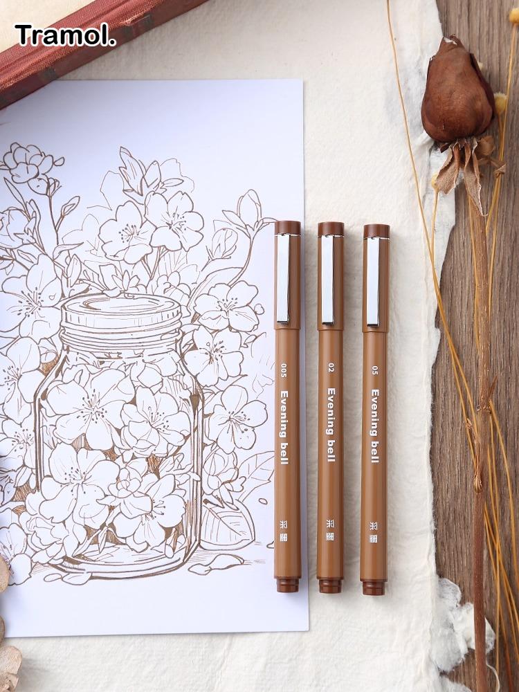 Tramol Gel Pens Brown Black Waterproof Pen Art for Hand Drawing Manga Sketching Painting Stationery School Supplies