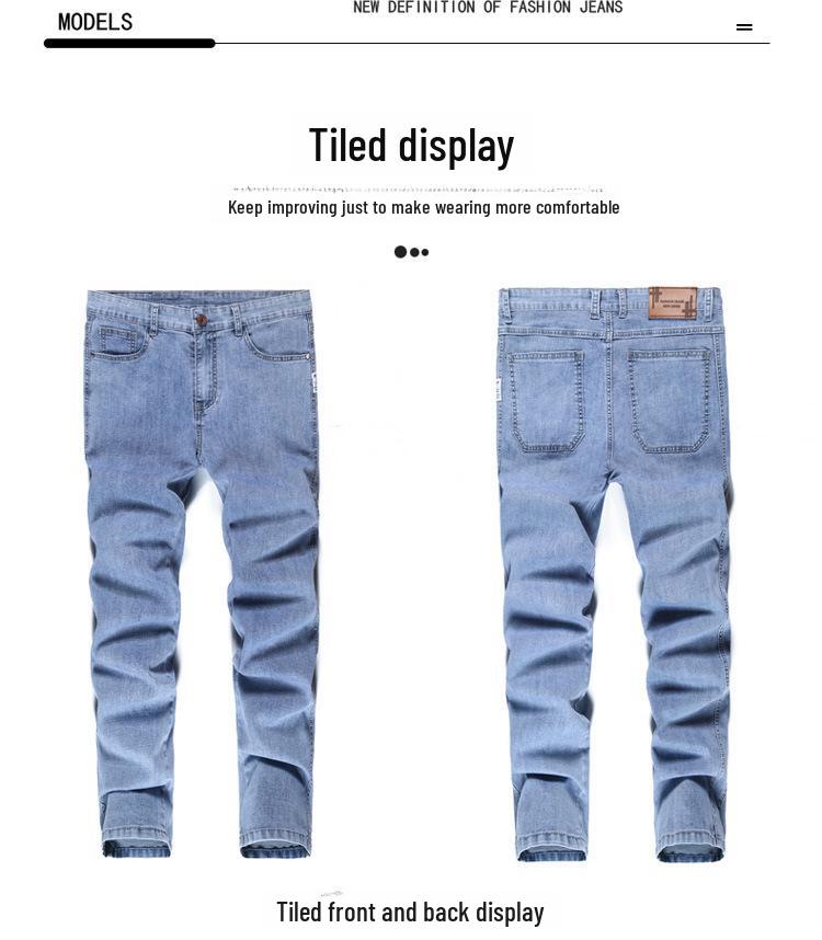 Мужские универсальные летние свободные джинсы, размер XL, деловой повседневный стиль, средне-высокая талия, высокая эластичность.
