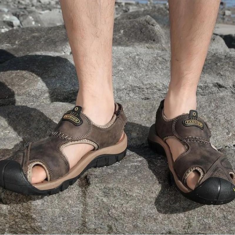 Модная мужская обувь на платформе, закрытый носок, натуральная кожа, дешевая распродажа, цвет, большой размер, модели 2025 года, открытая, купить, мужская сандалия из ЭВА