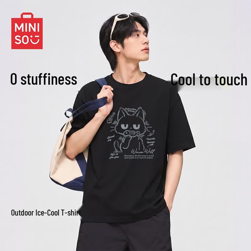 MINISO Мужская дышащая футболка с коротким рукавом из ледяного шелка