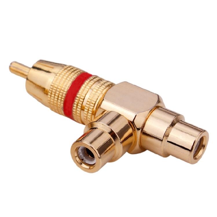 Позолоченный разветвитель 1 штекер 2 гнезда RCA резьбовой разъем для усилителей домашнего кинотеатра, динамика