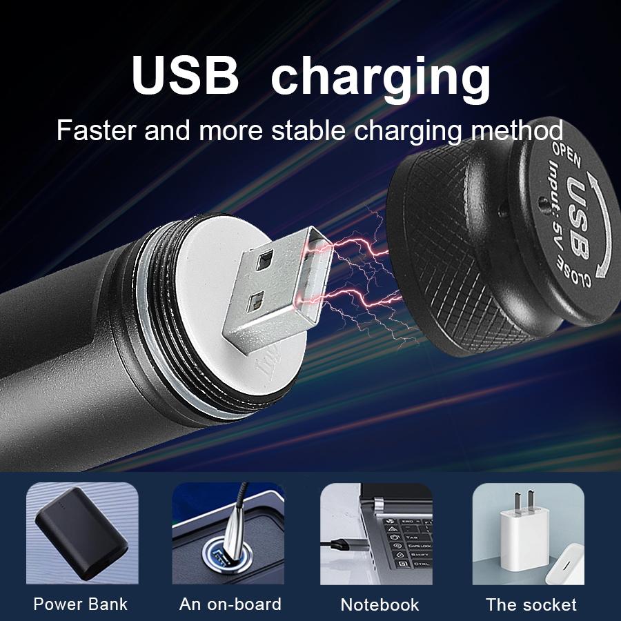 Мини многофункциональный фонарик USB перезаряжаемый портативный фонарь 500 м водонепроницаемый уличный рабочий фонарь для кемпинга и рыбалки