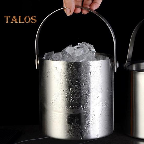 Stainless Steel Ice Bucket 1.6/2/3L Double Wall Insulated Seamless Structure Thickened Handle Ice Bucket for Parties Bars