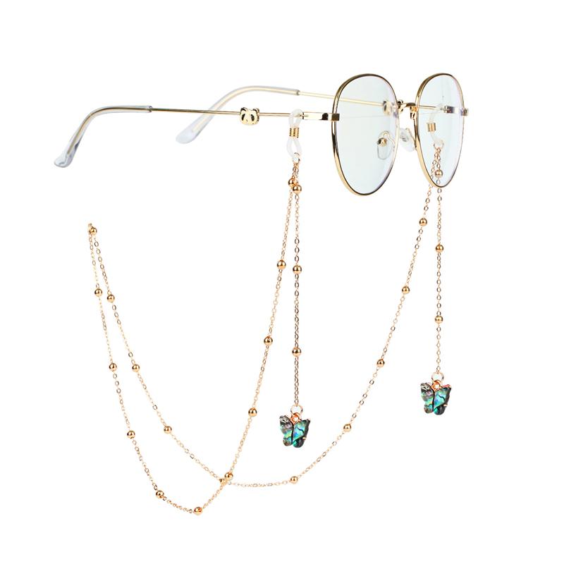 Модная цепочка для очков, подвеска-бабочка, цепочка для очков из бисера, подвесная шея, противоскользящие ремешки для очков, аксессуары
