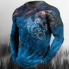 Винтажная мужская футболка с длинным рукавом, топы с принтом животных, футболки с круглым вырезом, 3D футболки со львом/волком для мужчин, осенняя одежда оверсайз свободного кроя