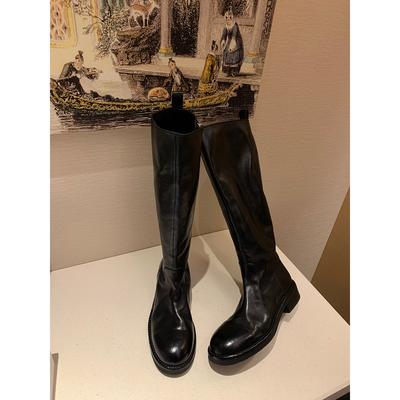 Сапоги из коровьей кожи Grape Mom Washed Shrinking Horse Leather Womens Round Head Thick Heels ...