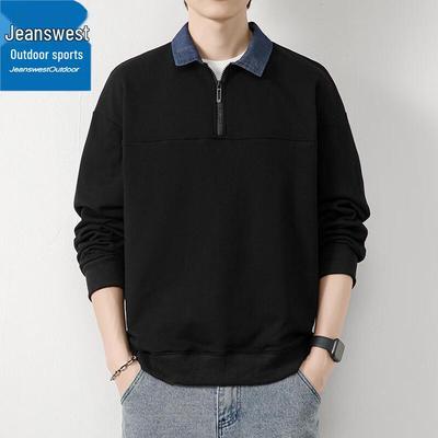 Мужская повседневная толстовка-поло с длинным рукавом и отложным воротником Jeanswest