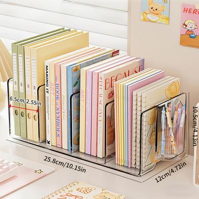 Подставка-книгодержатель, Одиночная, Прозрачный акрил, Материал ПП, Многофункциональный настольный органайзер, Стойка-разделитель с четырьмя отделениями