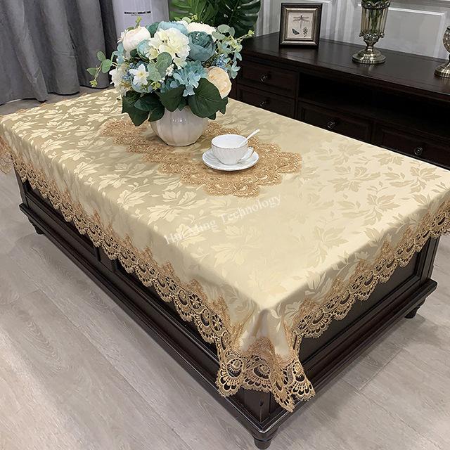 Rectangle Tablecloth Luxury Embroidery Lace Table Cover Flower Elegant Hollow Out Table Cloth Towels Dining Table Decoration