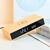 Upgraded Version of Bamboo Wireless Charging Clock Snooze Alarm Clock Wooden Clock Wireless Charging Thin Mirror Clock