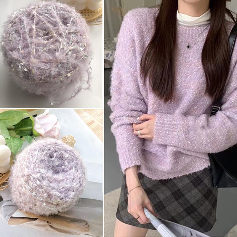50g/Roll Knitting Wool Crocheting Glitter Mohair Yarn Colorful DIY Soft Hand Woven Hand Mixed Thread Accessories