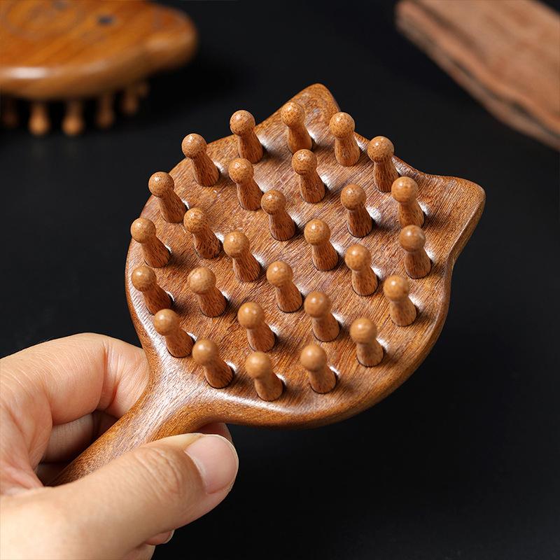 Массажная расческа для кожи головы с рисунком из сандалового дерева, расческа Meridian, зубчатая расческа для волос на голове, массаж тела, скраб для тела, гуаша