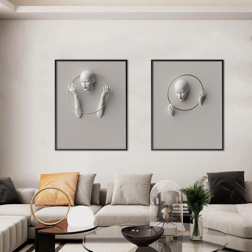 Белая Золотая Женская статуя с принтом, холст, картина, плакат, гостиная, домашний декор, 3D-эффект, фотографии, минимальное скандинавское настенное искусство, Cuadros