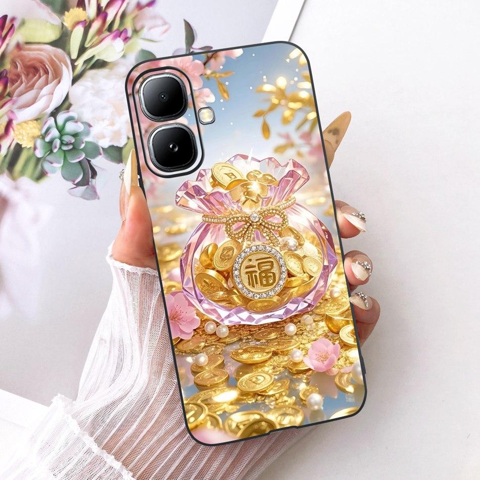 For Infinix Smart 20 X6840 X6840B Cute Flower Butterfly Cat Painted Case For Infinix Smart20 Black Silicone Soft Phone Cases