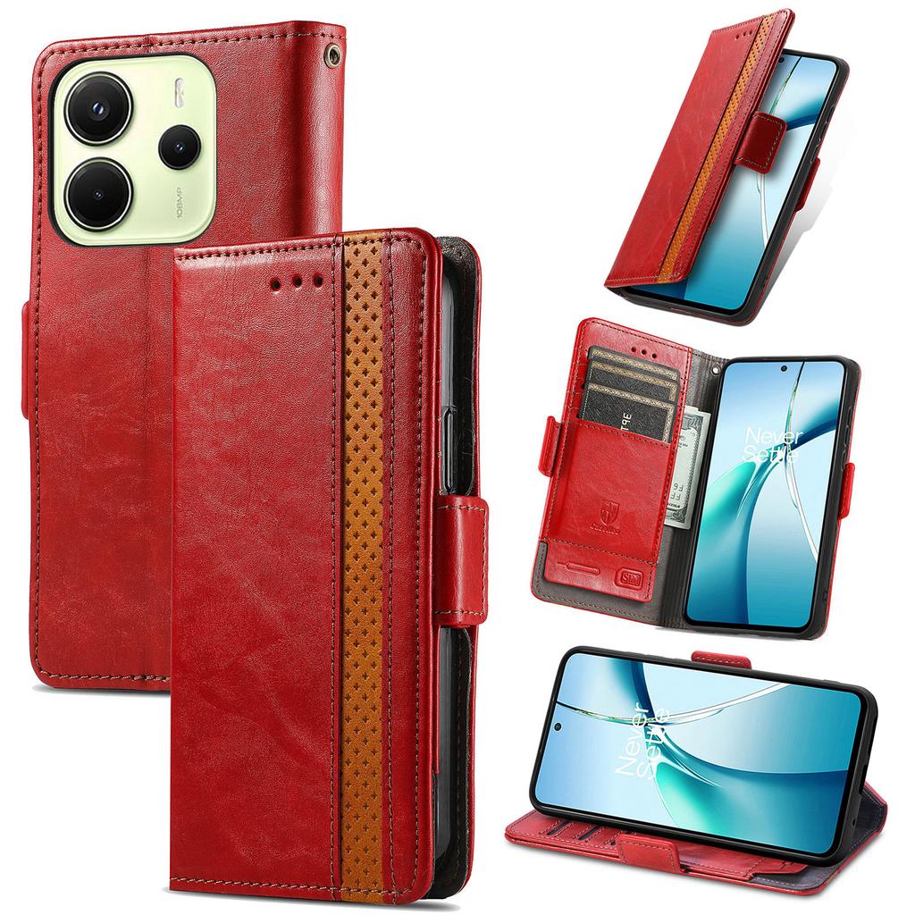 For Xiaomi Redmi Note 14 4G (163.25mm) Phone Cases CASENEO PU Leather Cover Stand with RFID Blocking Wallet