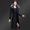 Women's Mid-Length Woolen Coat with Fox Fur Collar - Korean Style for Autumn & Winter