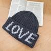 Stretchy Letter Embroidered Knitted Beanie Hat Face Slimming Thick Earflap Beanie  Casual