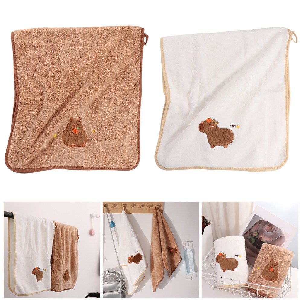 Soft Capybara Pattern Cartoon Towel Super Absorbent Coral Velvet Bath Towel Cartoon Thicker Face Towel Bathroom