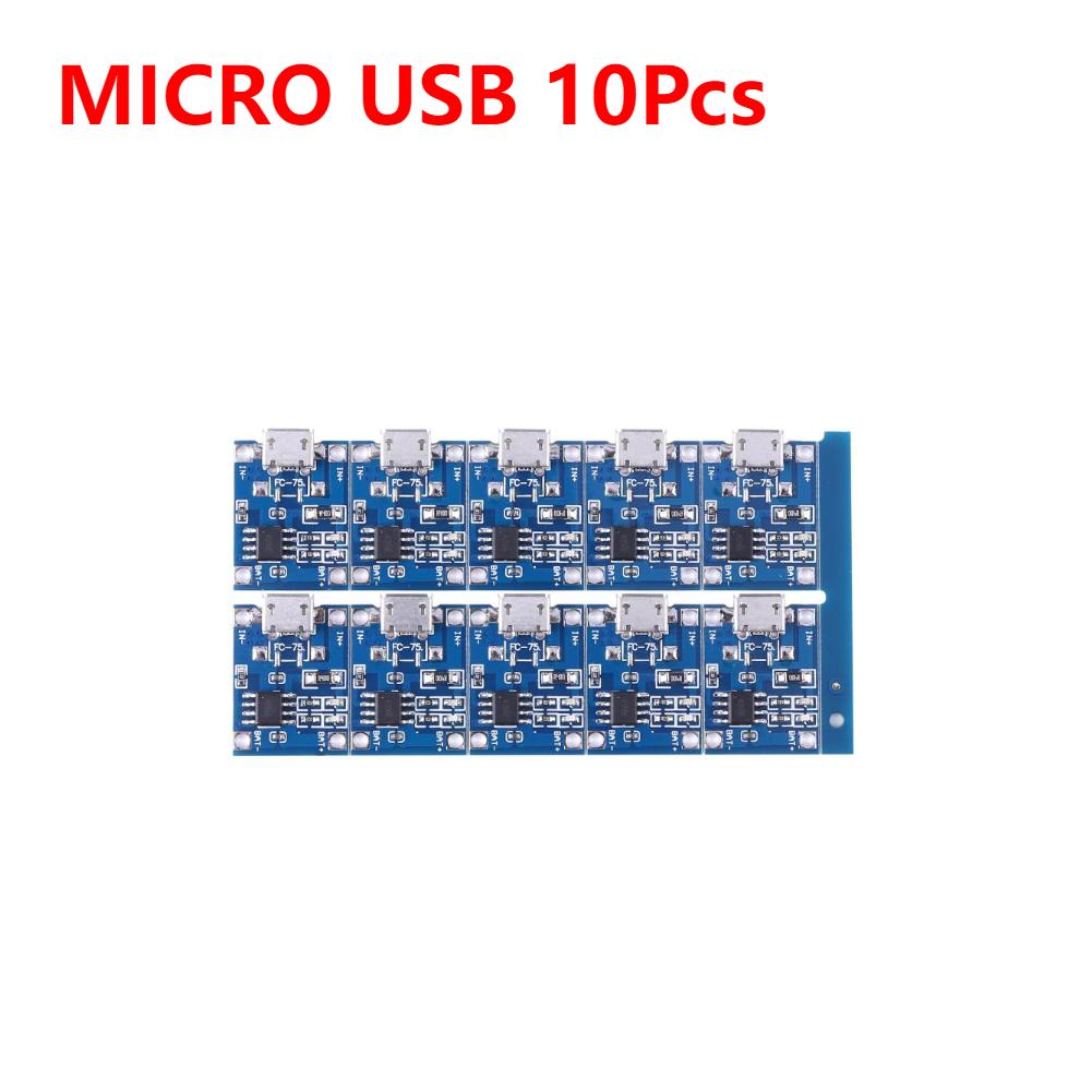 10-1PCS TP4056 Type-c/Micro/Mini USB 5V 1A 18650 Lithium Battery Charger Module Charging Board With Protection Dual Functions 1A