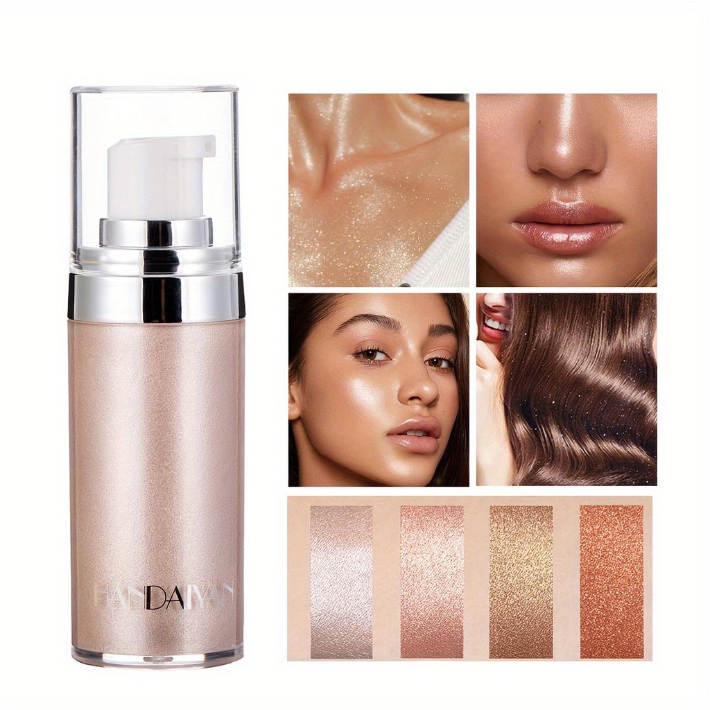 4 Shade Radiant Glow Highlighter Cream - Waterproof & Long-lasting Shimmer Makeup for Face & Body Full Body Gloss Liquid Highlighter