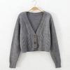 Women's Early Autumn Slimming Cable Knit Cardigan - Short, Single-Breasted, High-Waisted Sweater