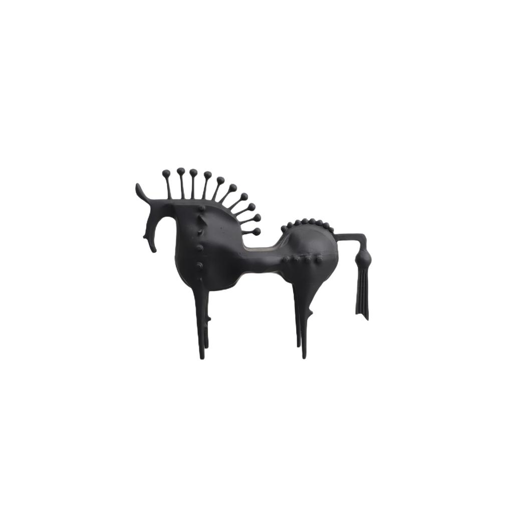 Metal Black Horse Sculpture Abstraction Horse Figurine Handicraft Artificial Animal Sculpture Decorative Figurines Home Decor