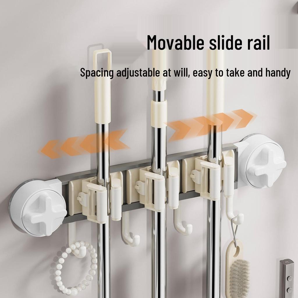 Настенный держатель для швабры и метлы на присосках - Без сверления, Роскошное хранение