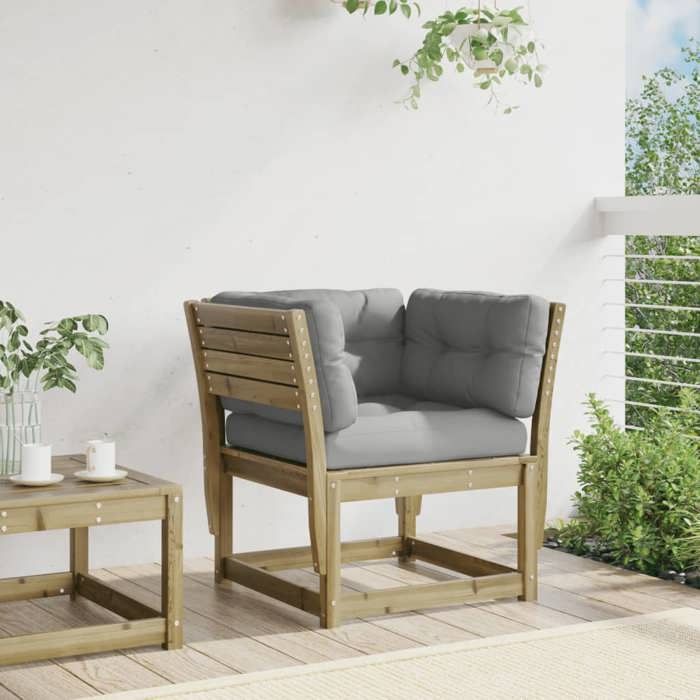 VidaXL Canapé de Jardin Accoudoir Coussins, Chaise de Terrasse avec Dossier, Fauteuil de Salon Patio Extérieur, Bois Massif 844698