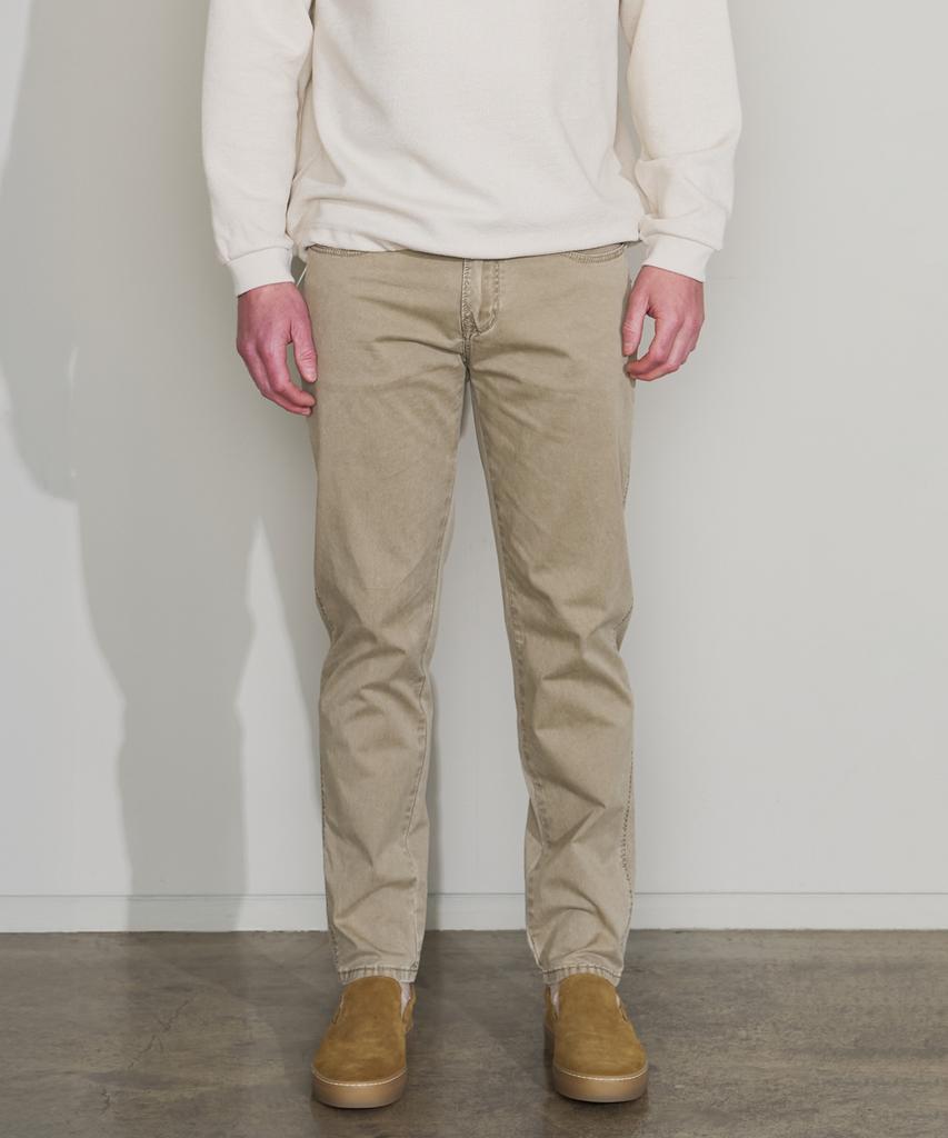 PANICALE Beige Regular Slim Fit Washed Denim Pants
