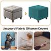 uxcell Square Jacquard Ottoman Slipcover with Elastic Stretch Footrest Stool Cover for Living Room Furniture Protector Medium Bottom, (Cyan, Size)