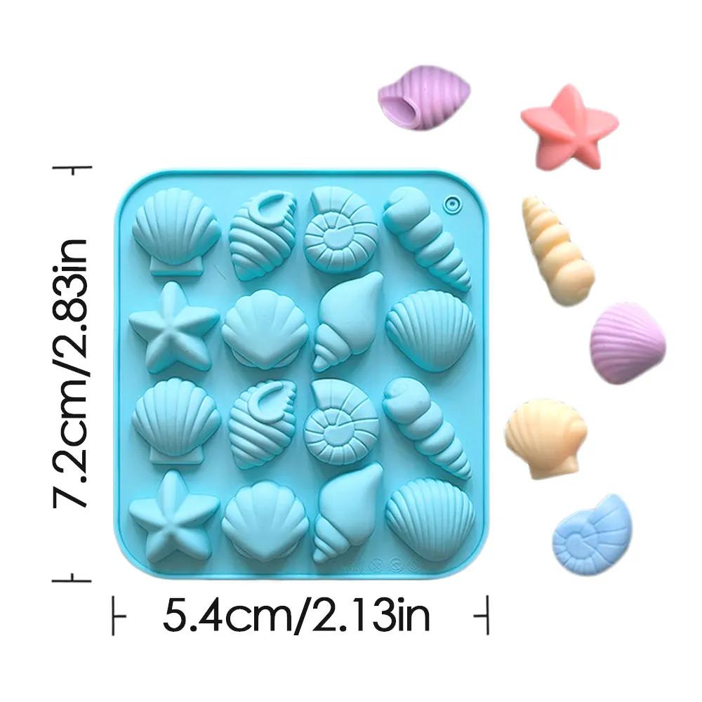 16 отверстий Морские ракушки Шоколад Силиконовые формы 3D Ракушки Желе Помадка Формы Звезды Смола Декор для вечеринок Свечи Подарки на День Рождения