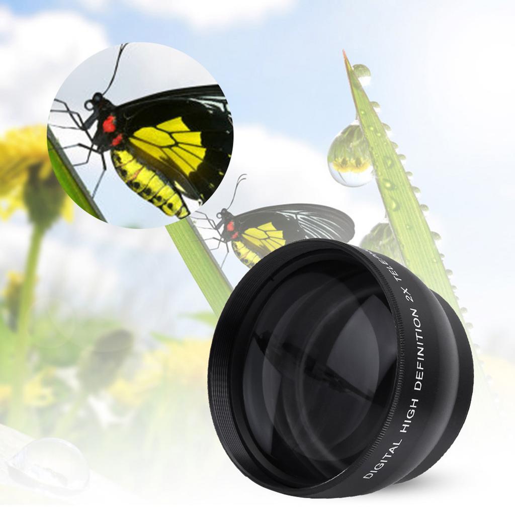 52mm 2X Magnification HD Tele Converter Telephoto Lens for 52mm Mount Camera