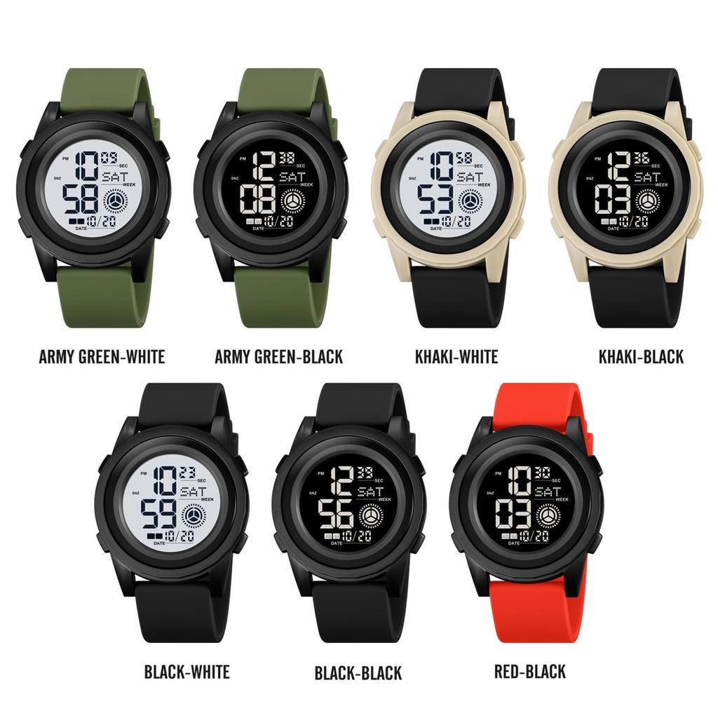 Timever Digital Watch Thin Soft Band Waterproof Watch LED Watch with Alarm Stopwatch Function Waterproof Watch Large Letters Easy To Read Men's