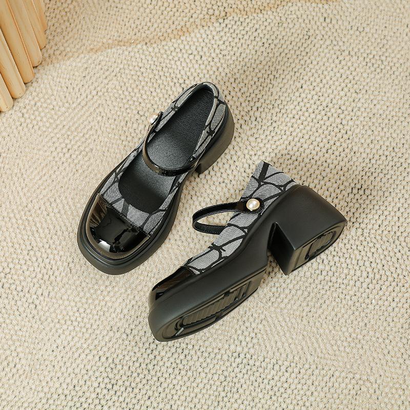 Туфли Мэри Джейн на толстом каблуке в стиле ретро Сяосянфэн, женские весенние новые туфли на толстой подошве, на подошве-маффин, японские одинарные туфли, универсальные маленькие кожаные туфли