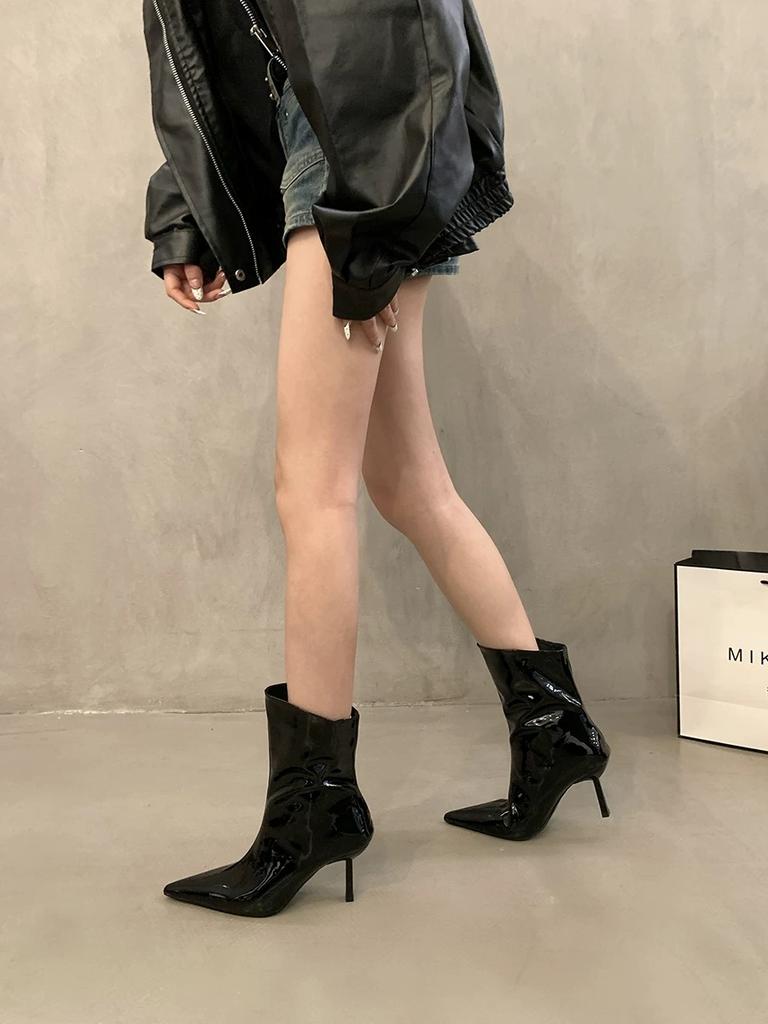 Fashion Autumn Winter New Womens Ankle Boots Fashion 2024 High Quality Solid Color Pointed Toe Outdoors Women's Stiletto Boots