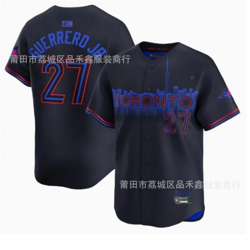 Toronto Blue Jays MLB Baseball Jersey 27 Guerrero Jr 11 Bichette City Black Edition Cotton Fan Apparel Unisex