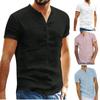 Fashion Personality Men's Cotton Linen Leisure Short Sleeve Shirt Top Blouse
