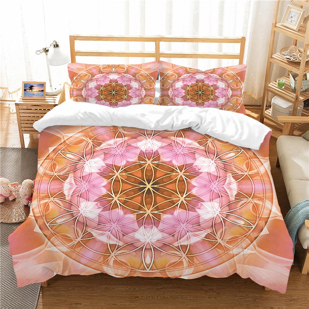Bohemian Lotus King Queen Duvet Cover Boho Mandala Bedding Set For Kids Teens Adults Exotic Flowers 2/3pcs Polyester Quilt Cover