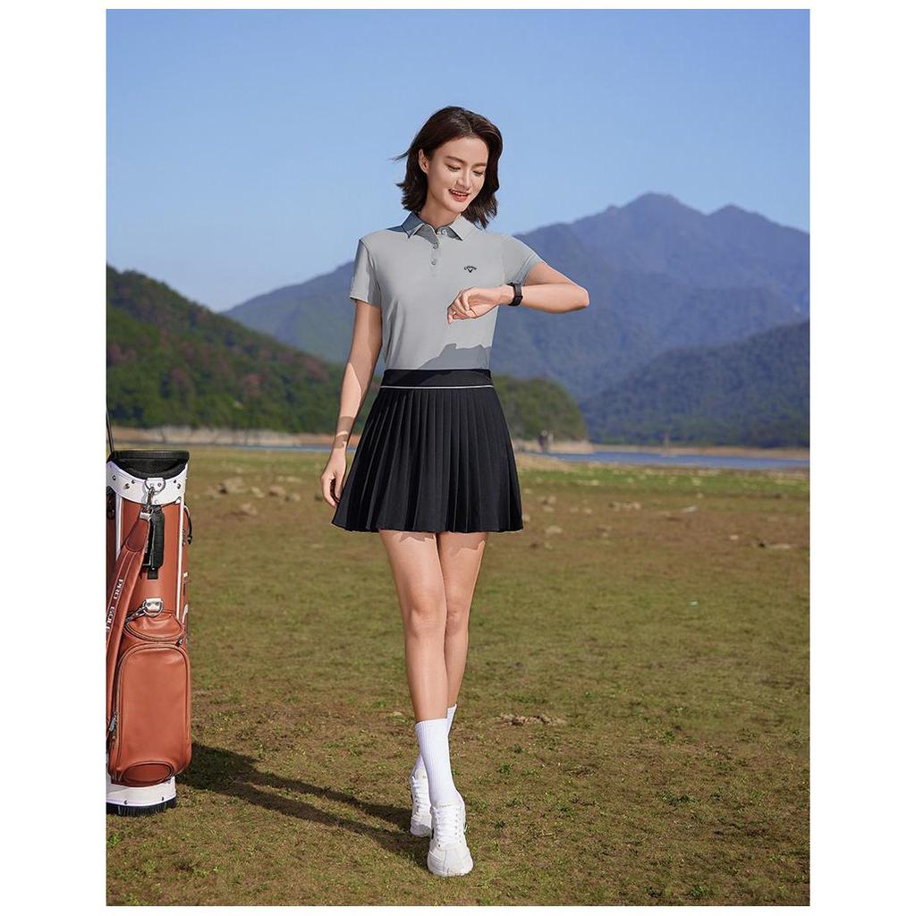 Callaway 2025 Летняя вышивка Высококачественная повседневная рубашка-поло для гольфа в спортивном стиле с однотонными лацканами