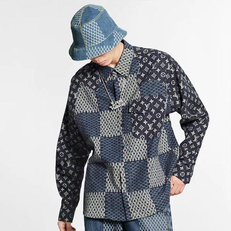 Louis Vuitton X Nigo Mngm Волна Гигантский Дамье Фланелевая Рубашка 1A7X96
