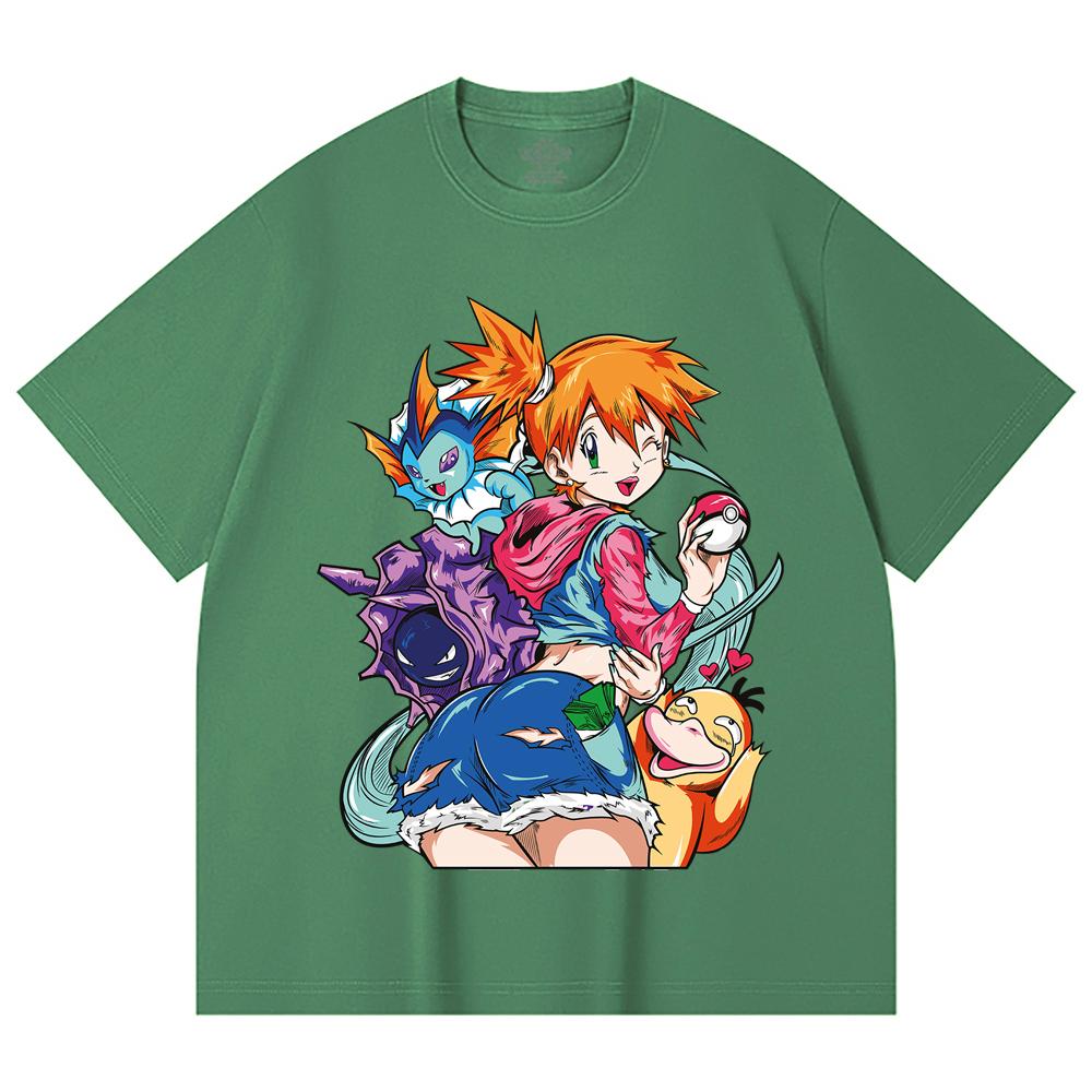 230 Gsm 100% Cotton Pokemon V17 Misty Print Unisex Heavy Cotton T Shirt