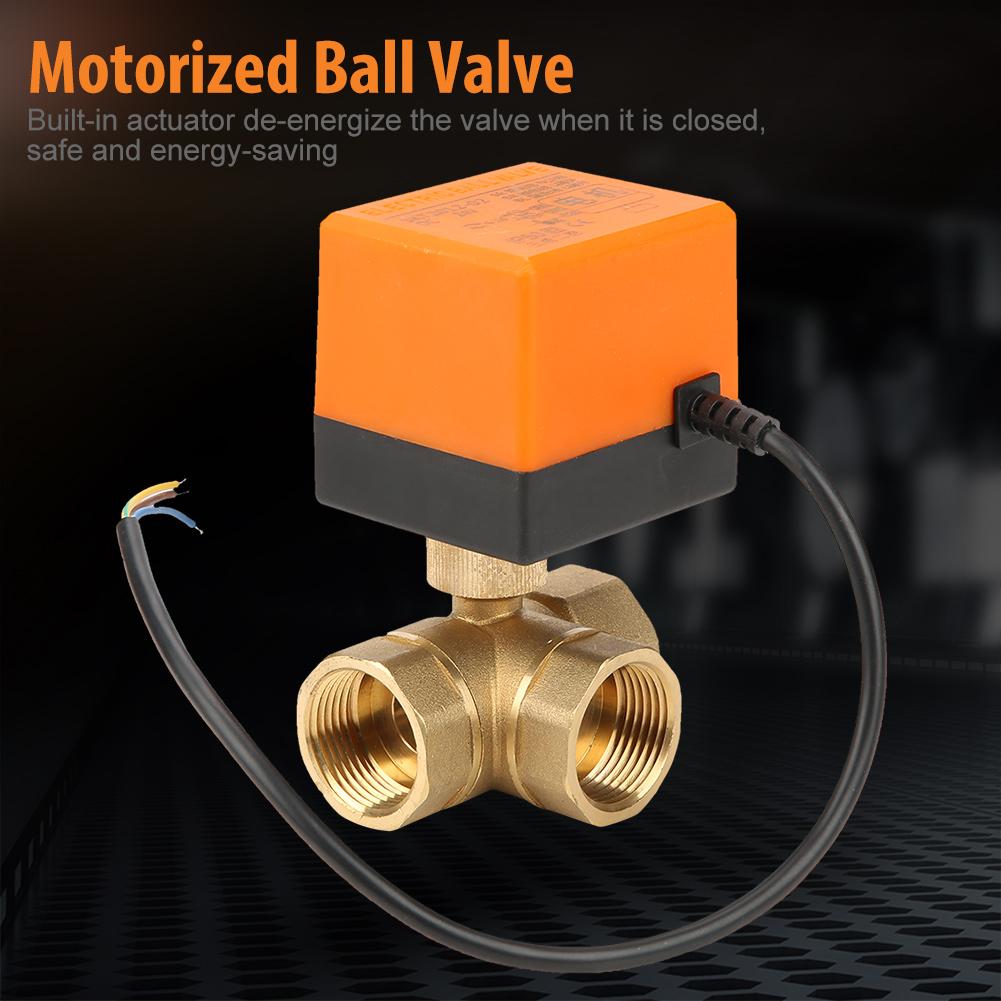 DN25 G1 Brass 3 Way Motorized Ball Electrical Valve for Air Conditioner DC24V