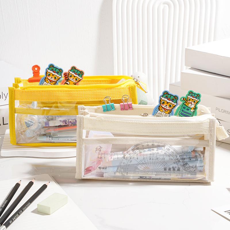Minimalist Transparent Pencil Case Large Capacity Multi-Layer Classification Storage Pencil Bag Student Stationery Organizer Bag