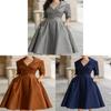 Elegant Satin Long Sleeve Dress With High Waist For Business And Street Style Women