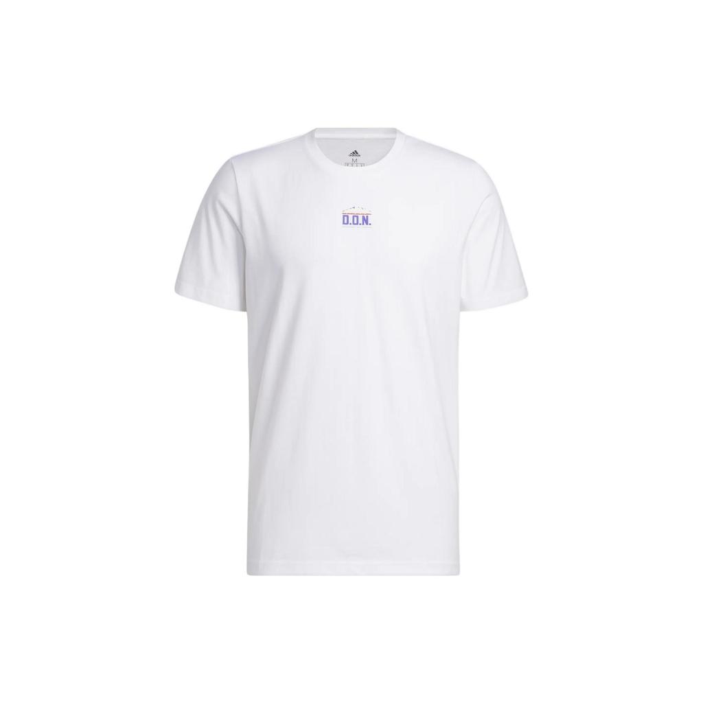 Adidas ДОН. Превосходная футболка с буквенным логотипом, круглым вырезом и короткими рукавами, мужские топы, белая IB9403